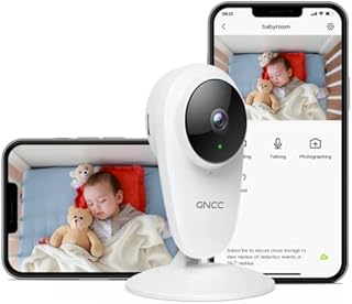 GNCC 2K Baby Monitor for Newborn, Smart Indoor Camera with Night Vision, Crying/Motion/Sound Detection, Real-Time Alerts, Two-Way Audio, Remote Control, Works with Alexa, SD&Cloud Storage C1Pro