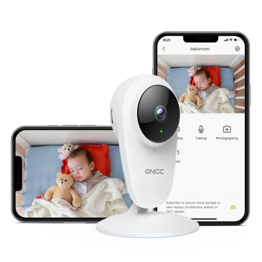 GNCC 2k Camara Vigilancia Bebe, Vigilabebes con Vision Nocturna, Monitoreo Remoto de Aplicaciones, Audio bidireccional, Funciona con Alexa y Google Assistant, SD y Almacenamiento en la Nube, C1Pro