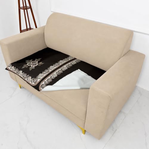 Image of Homerz Premium 'Luxe Series' Sofa Cover | Holland Velvet Fabric | Smooth Finish | Anti-Slip Fleece Backing Couch Protector (Royal, 2 Seater, Only Seat Cover)