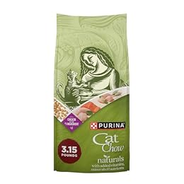 Purina Cat Chow Naturals with Added Vitamins, Minerals and Nutrients Dry Cat Food, Naturals Original - (Pack of 4) 3.15 lb. Bags