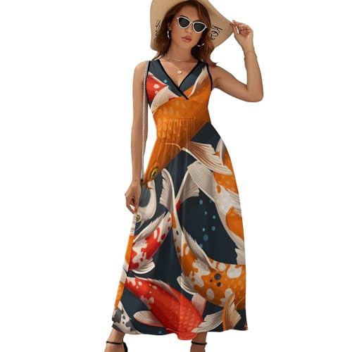 Robe Longue d'Été Col V sans Manches Style Décontracté