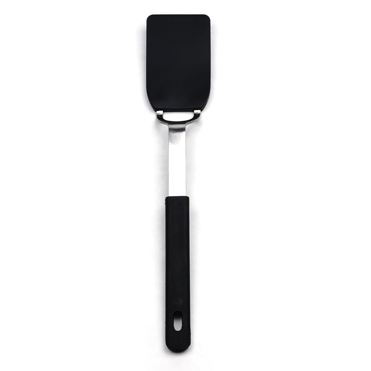 RSVP International Kitchen Tool Collection Flexible Nylon Spatula, Stainless Steel Handle, 10.75x2", Black