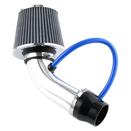 Kit admission d'air froid universel 76mm en aluminium argent pour induction turbo