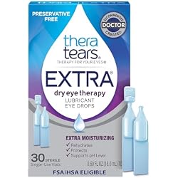 قطرات ترطيب العين TheraTears Extra Dry Eye Therapy الخالية من المواد الحافظة للعيون الجافة، 30 قارورة للاستخدام مرة واحدة