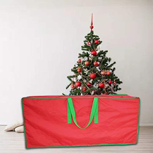 Scwopeuer Bolsa de armazenamento de árvore de Natal artificial Oxford vermelho com alças e elegante