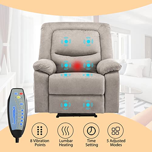 Consofa Electric Power Recliner Chair With Massage And Heat, Electric Recliner Chairs For Seniors, Massage Recliner Chairs With Usb Charge Ports, 2 Side Pockets, Microfiber Fabirc (Camel) #TOP3