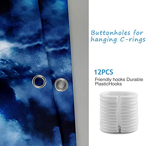 Rideau de douche polyester 180x180 lavable grand format ciel bleu lune - 5