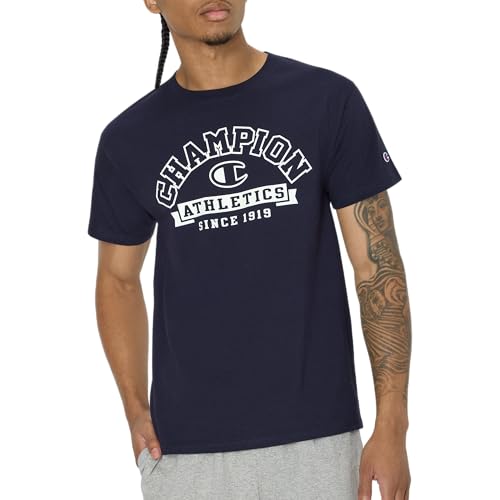 Champion Mens Short Sleeve Jersey Tee, Navy, Large