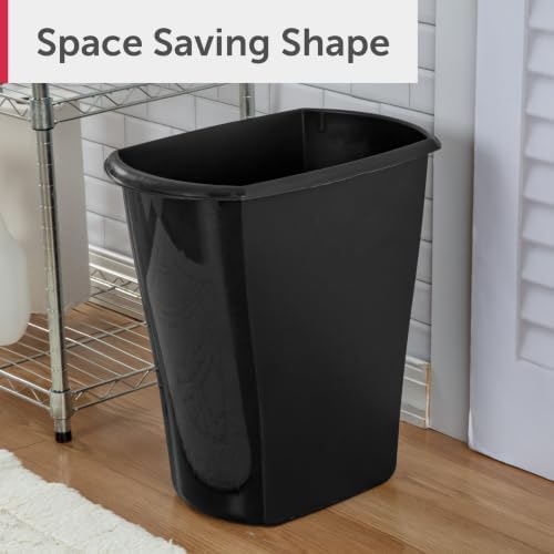 LGSEAGSO Black Open Top Plastic Bathroom Trash Can, Slim Rectangular Freestanding Waste Bin with Built-in Handles, Durable Garbage Container for Bedroom Office — view 4