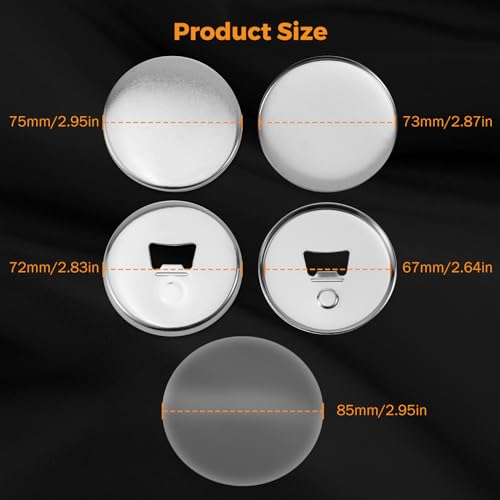 BEAMNOVA 50 Sets of 75mm 2.95 in (Approx. 3 inch) Magnetic Metal Button Parts Supplies Fridge Magnet Bottle-Opener for Button Maker Machine Round Pin Maker, Supplies Only, Machine NOT Included by BEAMNOVA - Image 8