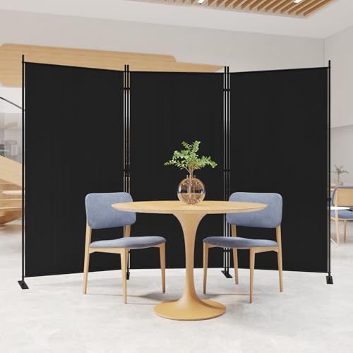 Image of C-Hopetree 3 Panels Room Divider, 6 Ft Tall Indoor Folding Privacy Screen, Portable Partition Separator, Freestanding Separation Temporary Wall for Office, Bedroom, 102 inch W X 71 inch H, Black