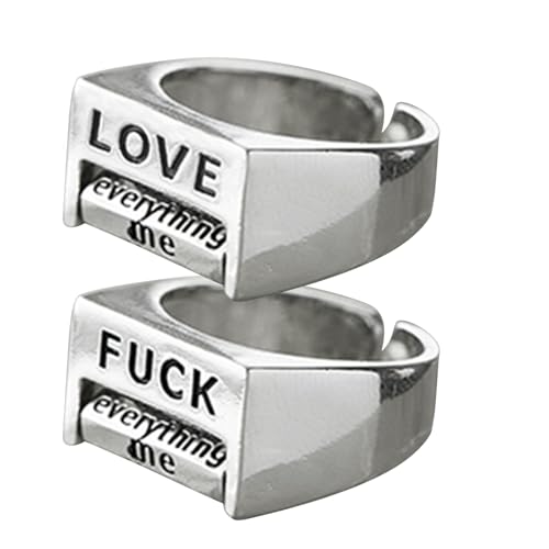 AGLOO Creative Fuck & Love Ring– Mood Ring for Men Women | Funny Rotatable Fidget Jewelry Gift