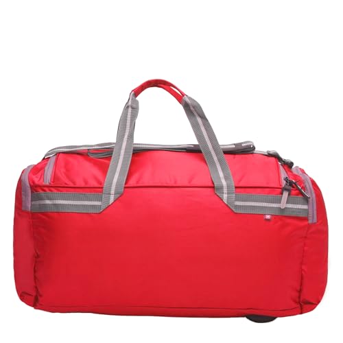 Image of Swiss Military BULLZ 47L Travel Duffle Bag for Men & Women, 100% Polyester, Large Capacity Gym Bag, Front & Dual Side Zip Pockets, with Adjustable Shoulder Strap & Multiple Zipper Pockets-Red