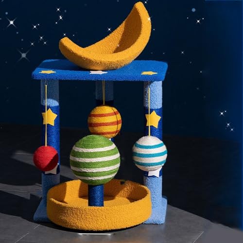 ペットライフスタイル製品 爪とぎポスト キャットタワー アクティビティセンター、小型2階建て猫用クライミングフレーム キャットツリー、クリエイティブでかわいい猫用ベッド、ムーンレストプラットフォーム、爪とぎ,S
