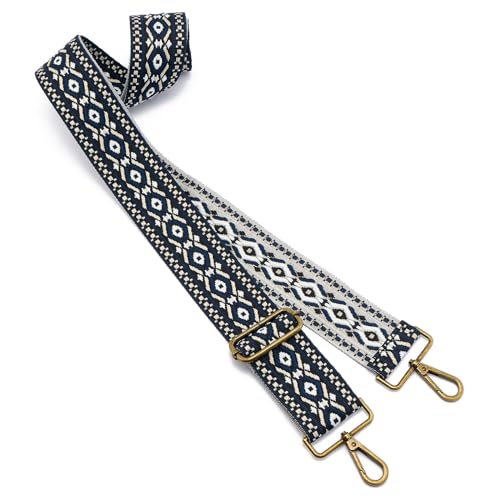 Image of ZOOEASS Bronze Buckles Purse Strap, 2 inch Wide Crossbody Handbag Strap Adjustable Replacement Shoulder Strap Vintage Embroidery