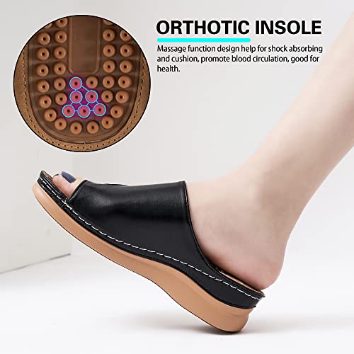 Aomigoct Wedges Shoes For Women Sandals With Comfortable Cushion Footbed Orthopedic Sandals Women Flip Flops Dressy Summer Walking Wedge Shoes #TOP4
