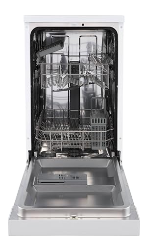 Respekta Bena Unterbau-Geschirrspüler, 45 cm/Freistehend / 5 Programme/Startzeitvorwahl/Automatische Türöffnung / 2 Sprühebenen / 49 dB/Energieeffizienzklasse D/Weiß