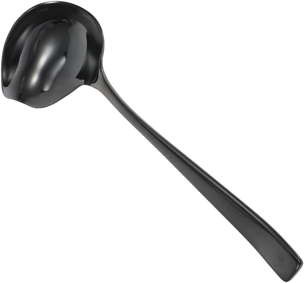 OSALADI Duckbill Soup Spoon Stainless Steel Hot Pot Spoon with Long Handle Spill-Resistant Design for Gravies Dressings Dessert 7.48 in Kitchen Utensil