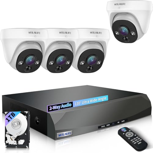 【130° Wide Angle】 Outdoor Wired Security Camera System, Wired Cameras for Home Security, Home...