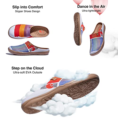 Image of UIN Slipper Woman Travel Art Painted Shoes Wide Toe Casual Home Slip On Mules Malaga