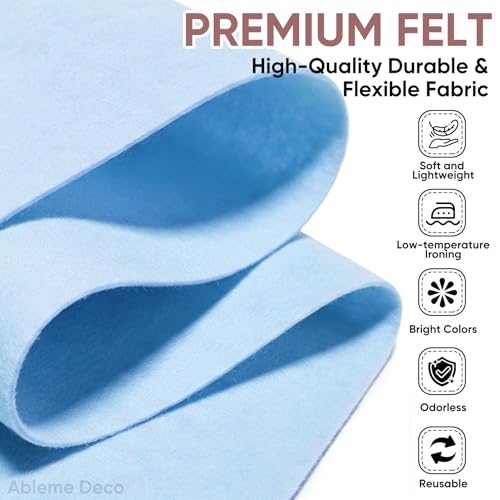 Image of Soft Felt Fabric Sheet 18 inch x 36 inch, 1.6mm Acrylic Craft Felt, Light Blue | Soft Thick Felt by The Yard, Large Precut Sheet, Nonwoven Fabric for Sewing DIY Crafts, Classroom & Home Decor