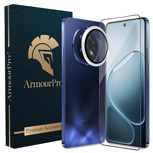 Image of ArmourPro Edge to Edge Tempered Glass for Oppo F31 Pro Plus with Silver Camera Ring Guard, 9H Screen Protector, Anti-Scratch, Anti-Fingerprint, Bubble-Free Installation Kit
