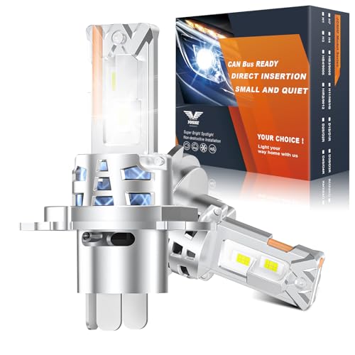 JOSHF H4 LED, 32000LM 600% Brillo 6500K, Bombillas LED H4 15000RPM Ventilador de Enfriamiento, Tamaño Halógeno 1:1, Plug and Play 12V, Paquete de 2