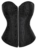 Moessa Women's Lace Up Boned Overbust Corset Bustier Lingerie Bodyshaper Top 819-Black Laceless-2XL