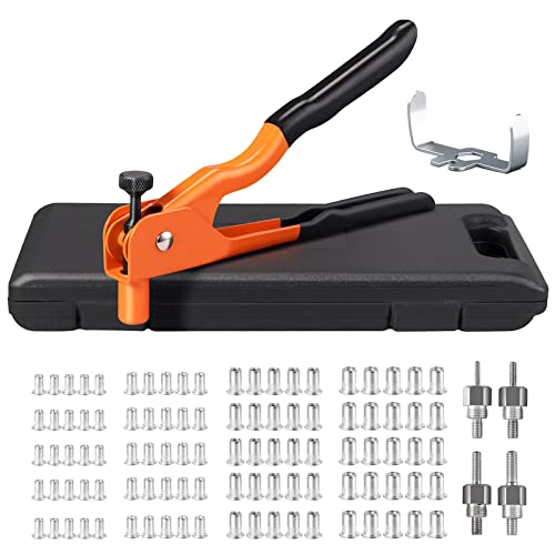 eSynic 10' Pistolet à Rivets,Pince à Rivets avec 100pcs Ecrous à Rivets,Riveteuse Professionnelle,Kit de Filetée Rivet,Outils de Rivetage,Pince de Rivetage à Poignée Ergonomique pour M3/M4/M5/M6