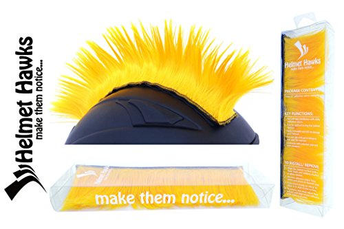 Helmet Hawks Motorcycle Helmet Mohawk W/ Sticky Hook And Loop Fastener Adhesive - Golden Yellow #TOP2