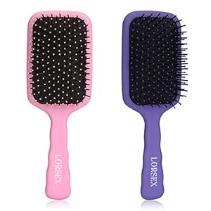 2 Pack Hair Brush, Large Paddle Detangle Hairbrush for Women Men and Kids, Great on Wet/Dry Hair Smoothing Massaging Detangling (Pink-Purple)