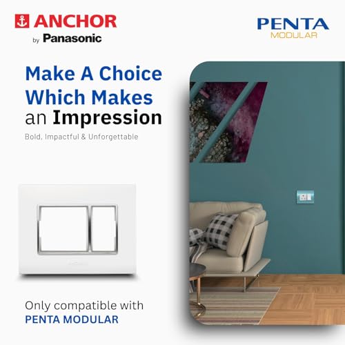 Image of Anchor by Panasonic Penta 3 Module Gina Cover Plate with Chrome Collar for Switch Board (White, 65803-20)