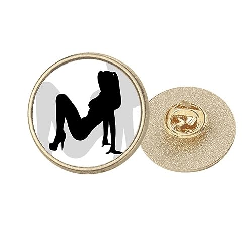 Broche femme art déco ronde en métal doré clip taille M pour veste