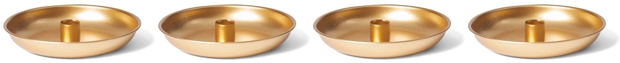 Novaliv Kerzenständer Stabkerzen 4er-Set Gold 18cm Adventskranz Kerzenteller scandic chic Candle Holder Stabkerzenhalter Weihnachten Dekoschale Tischdeko modern Wohnzimmerdekoration