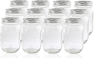 Ball Glass Mason Jar with Lid and Band, Regular Mouth, 12 Jars