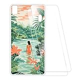 ESACMOT Bedruckte Hülle + 2 Glas Schutzfolie Kompatibel mit Lenovo A7000 Plus, Stoßfeste Weiche Cover & HD Klare Tempered Glass Folie (Schwimmende)