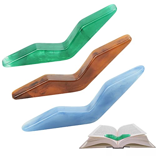 3 Pieces Book Page Holder Resin Thumb Savers for Reading Transparent Thumb Bookmark Book Accessories for Reading Lovers, Gifts for Bookworm, Readers, Literary, Students, Teachers