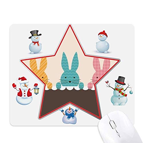 Tapis de souris lapin de Pâques et bonhomme de neige imprimé pour bureau