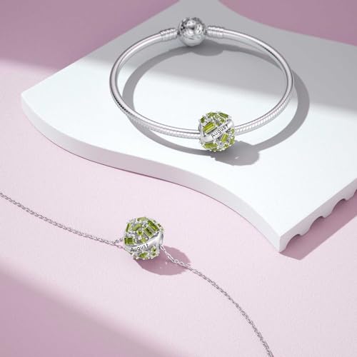 SEVENWELL Birthstone Charms for Charms Bracelet, 925 Sterling Silver 5A Cubic Zirconia Openwork Bead, Birthday Mother's Day Christmas Jewelry Gifts for Women, Jan-Dec Charm2