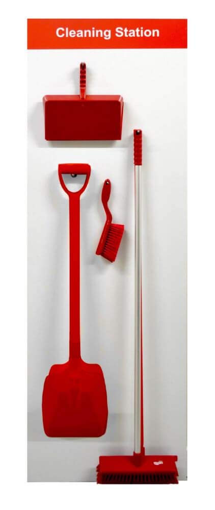 Trade Shop Direct Fully Stocked Cleaning Shadow Board Red Components