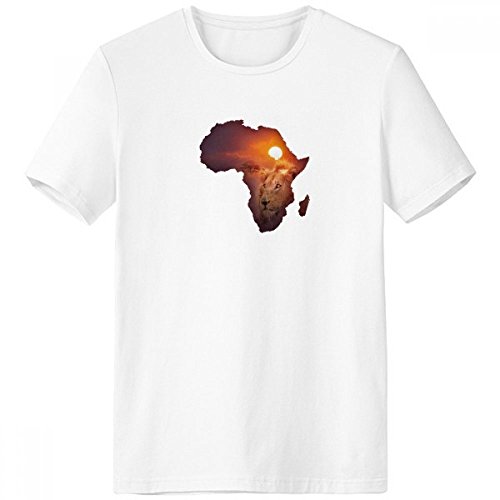 DIYthinker León Africano Pradera Nombre Continente Mapa De Cuello Redondo Camiseta Blanca De Manga Corta De La Comodidad Camisetas Deportivas Regalo 🔥