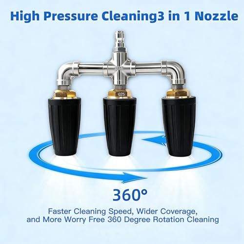 Boquilla turbo para lavadora de alta presión 4000 PSI Asixxsix con rotación triple 360° de 1/4" 8