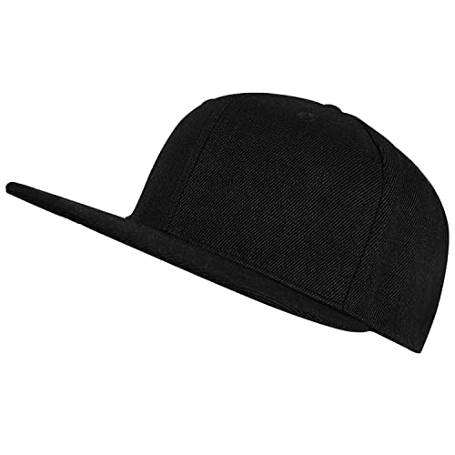 Classic Snapback Hats For Men And Women - Hip Hop Stylish Flat Bill Hats Blank Adjustable Size-Mesh-Black #TOP3