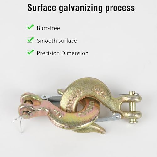 Yision 4팩 튼튼한 단조 스틸 클레비스 슬립 후크 0.6cm(0.25인치), G70 안전 후크 견인 체인 5.897kg 용량 클레비스 그랩 후크, 트레일러 트럭 운송용 래치 단조 등급, 골드 — 사진 4