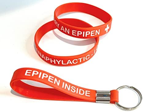 Anaphylactic I Carry an Epipen Bracelet and Keyring Set - Anaphylaxis Allergy Alert by ICE Medical - Adult Size - Medical Alert