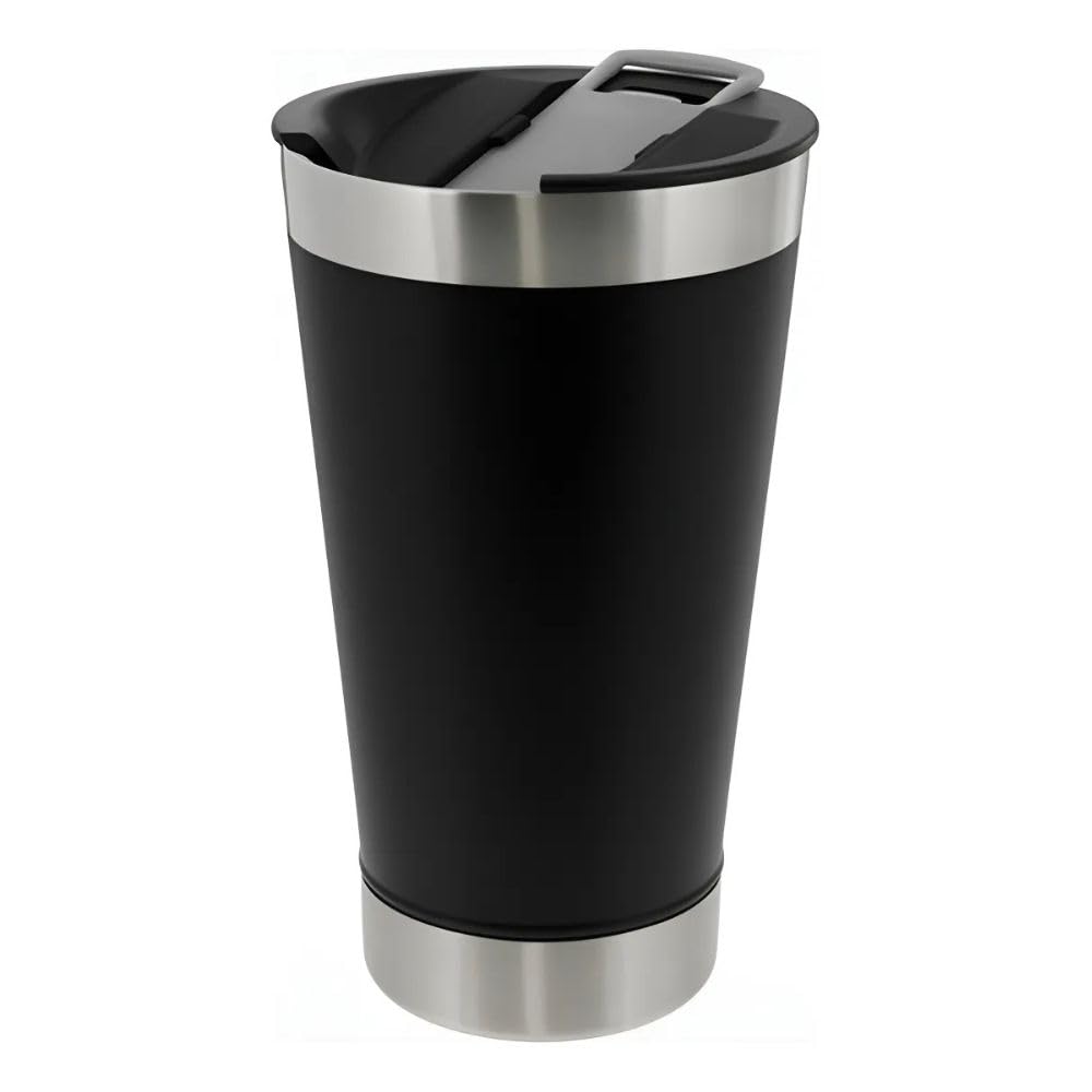 Copo Térmico 475ml Inox Parede Dupla Tampa Mantém Bebida Gelada por 8h Premium (Preto)