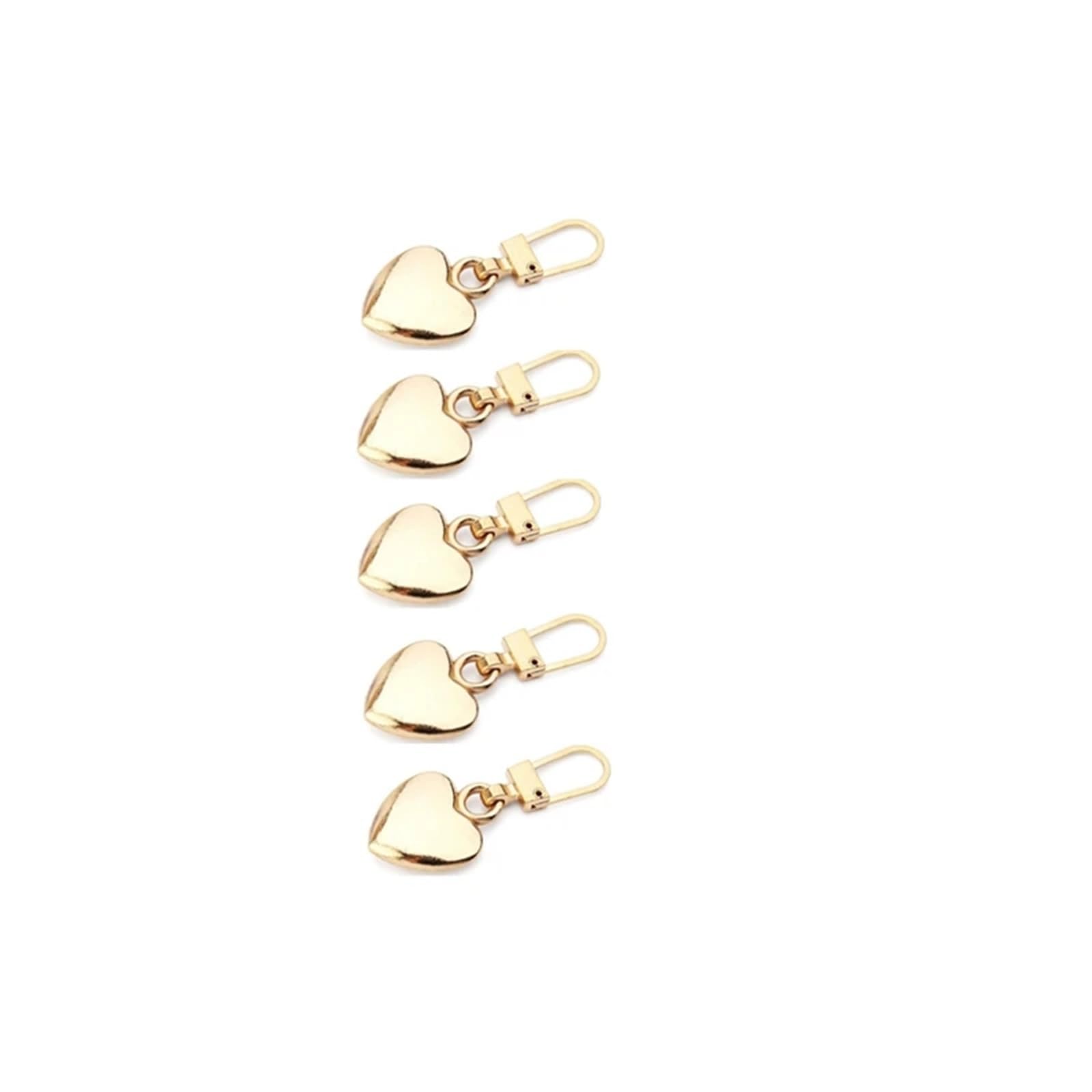 Reemplazo del tirador de cremallera, Tirador de cremallera 5 piezas Cremalleras de costura Cabezal de tirador Forma de corazón Desmontable Reparación de deslizador de cremallera de metal for bolsos Mo