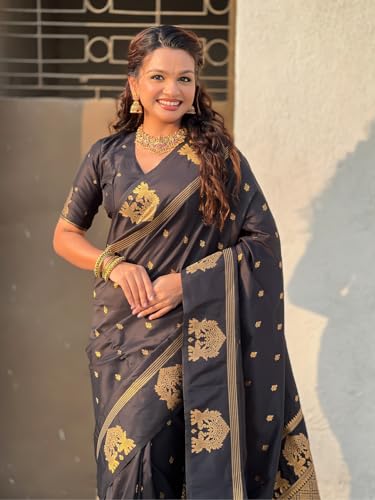Image of SGF11 Women's Kanjivaram Pure Soft Silk Saree With Unstitched Blouse Piece