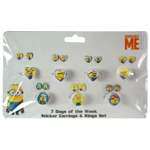 Minions Days-of-the-Week Earring & Ring Sets (14 Pieces) - Party Supplies