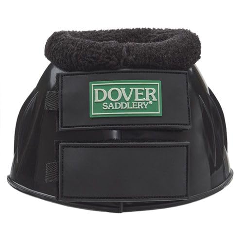 Dover Saddlery Equestrian PVC Hook-and-Loop Bell Boots with Fleece - Black - Small